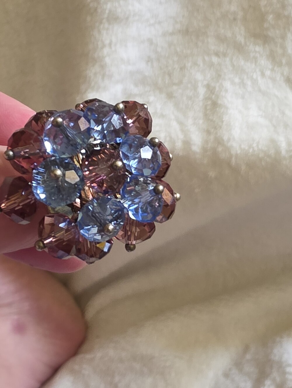 Vintage Mid-Century Swarovski Crystal Cluster Cocktail Ring Adjustable